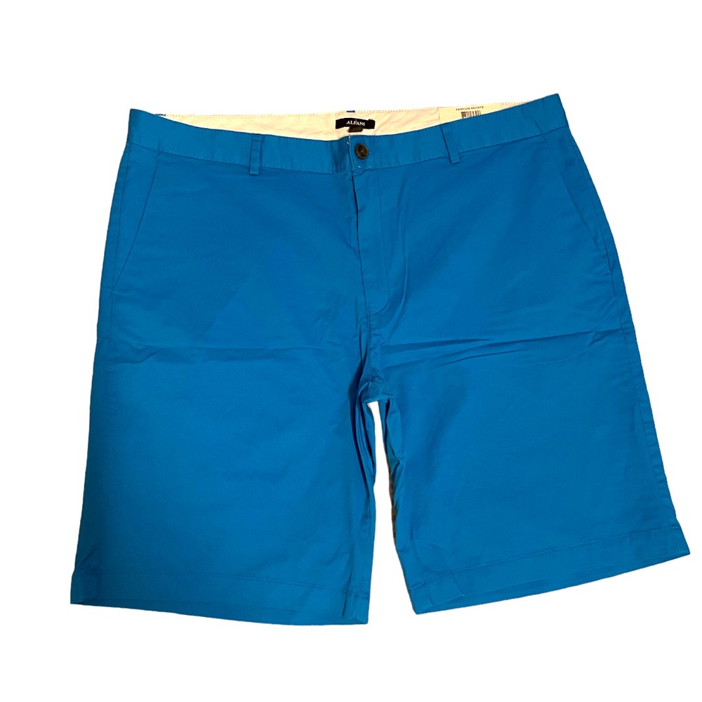 - Alfani Men’s Flat Front Stretch Summer Shorts Blue Size 38
